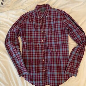 Bonobos Red and Gray Plaid Button Down tailored slim fit Shirt medium